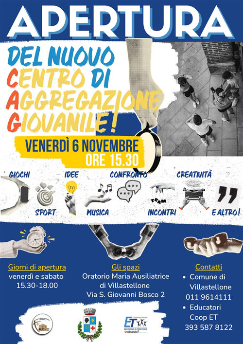 Villastellone si apre ai giovani: inaugura il nuovo centro di aggregazione giovanile (C.A.G.)