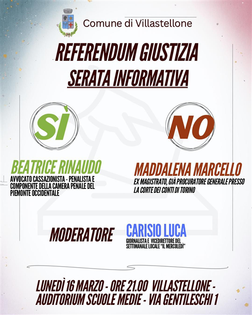 Serata informativa i motivi del SI e del NO